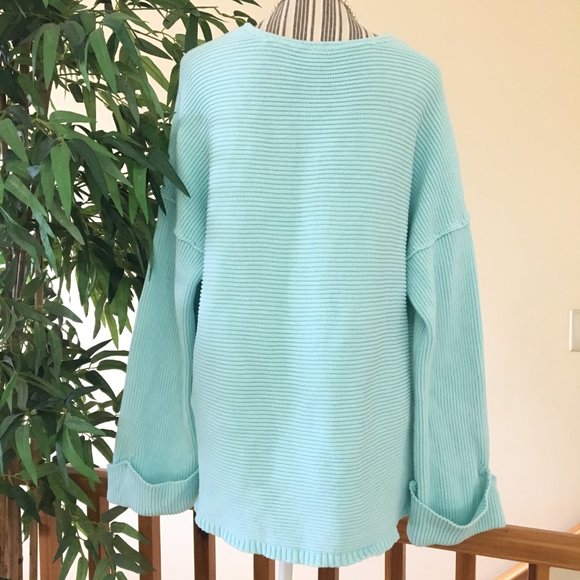 Free People Sky Blue V-Neck Sweater Size Large - Picture 5 of 10